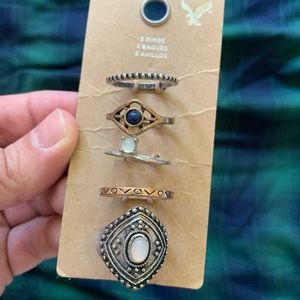 American Eagle Set of 5 Rings in‎ Silver/Gold